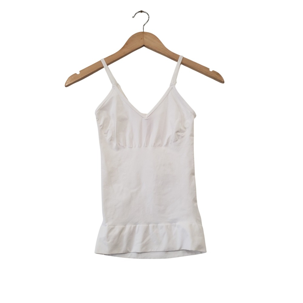 Spanx Camisole Women Small White Seamless Shapewear V Neck Tank Top Adjustable